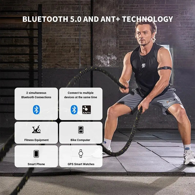 COOSPO HW9 – Brassard Cardiofréquencemètre Bluetooth & ANT+ avec Zones de Fréquence Cardiaque et Suivi des Calories